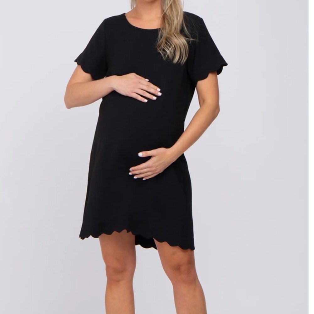 Pinkblush - Black Scalloped Maternity Shift Dress